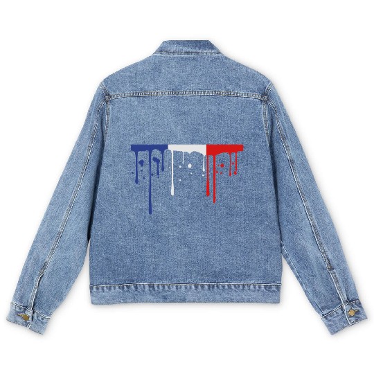 drop blob 3 colors france nation blue white red fl Men's Denim Jackets