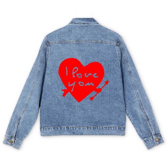 I Love You Men's Denim Jackets