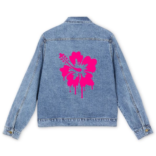 gladditudes Grunge Hibiscus Men's Denim Jackets