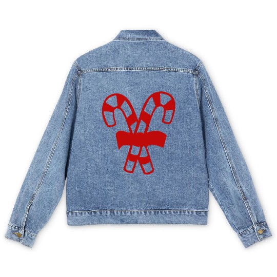 Candy Canes Men's Denim Jackets