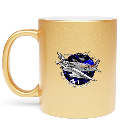 Douglas A-1 Skyraider Attack Aircraft Metallic Mugs