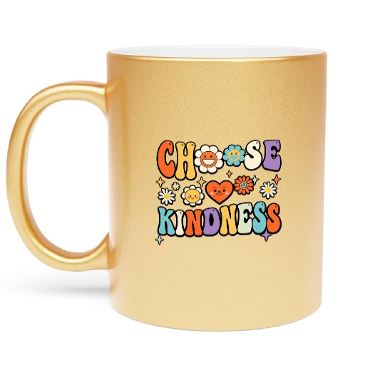 Retro Vintage Choose Kindness Lover Spiritual Metallic Mugs