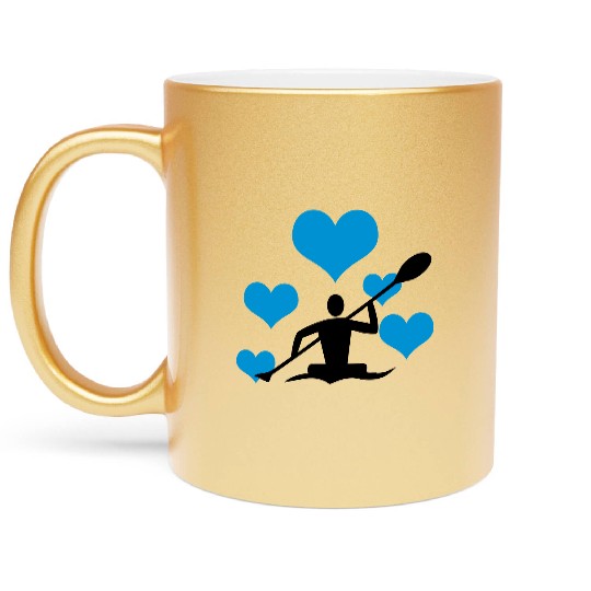 Canoe with 5 hearts Metallic Mugs