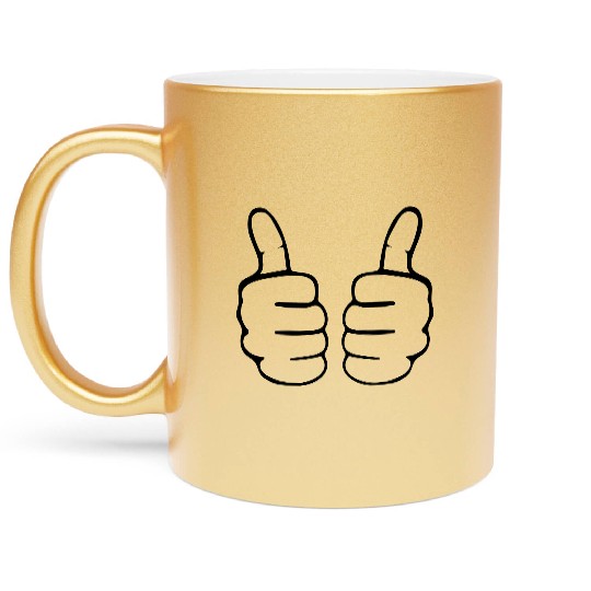 both thumbs up finger hand like cheer triumph Metallic Mugs