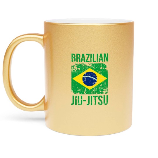 BJJ Brazilian Jiu Jitsu Flag Martial Arts Metallic Mugs