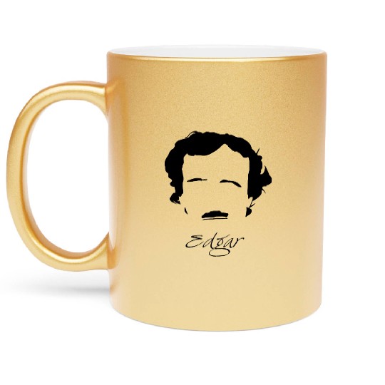 Edgar Allan Poe Silhouette & Hirsute Metallic Mugs