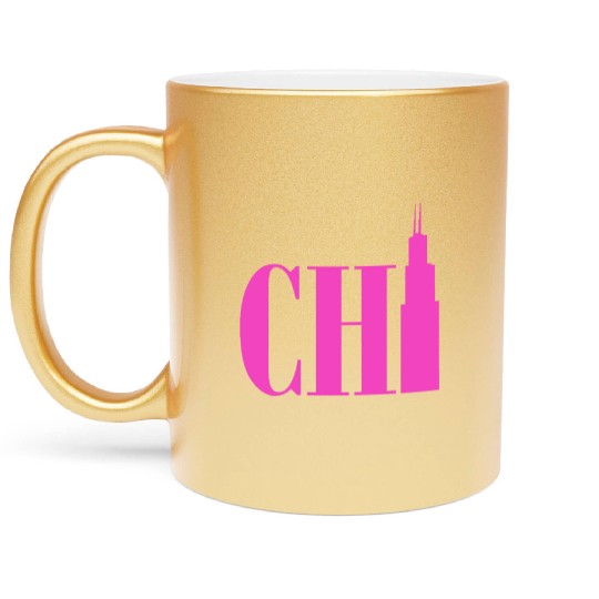 Chicago - Neon Pink Metallic Mugs