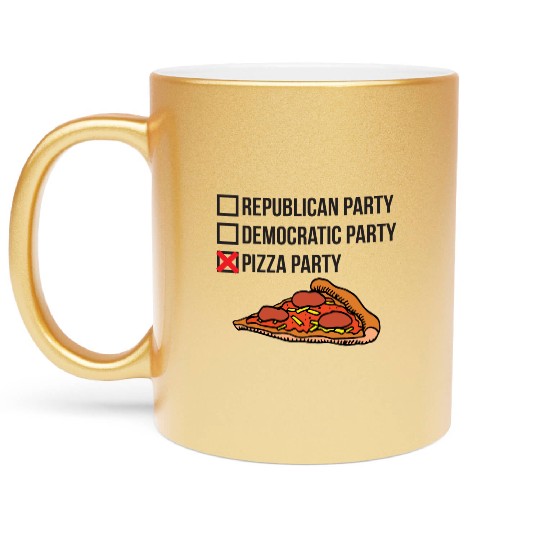Republican Party vs Democratic Party vs Pizza Part Metallic Mugs