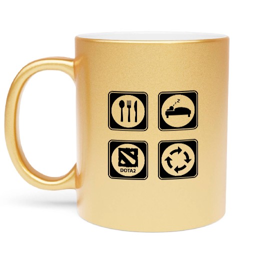 Eat Sleep DOTA2 Repeat Metallic Mugs