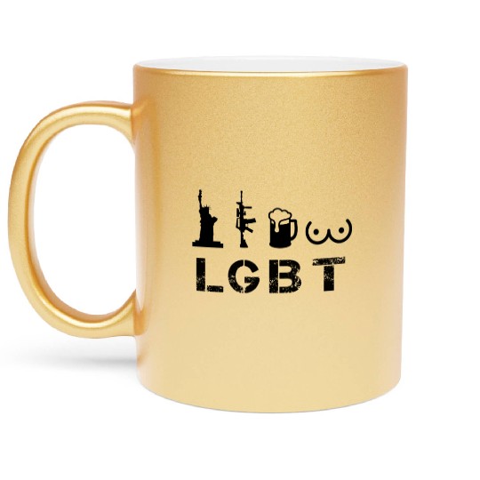 LGBT-liberty, Guns, Beer and Tits Metallic Mugs