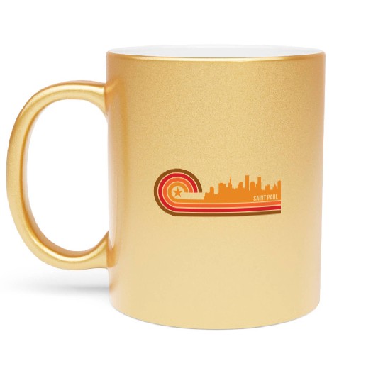 Retro Style Saint Paul Minnesota Skyline Metallic Mugs