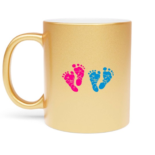 Twin Baby Feet - Pregnancy - Maternity - Mom to be Metallic Mugs