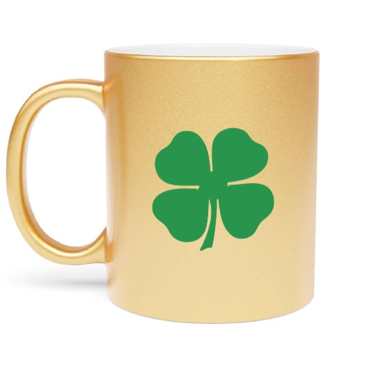 Green 4 Leaf Clover Solid Metallic Mugs