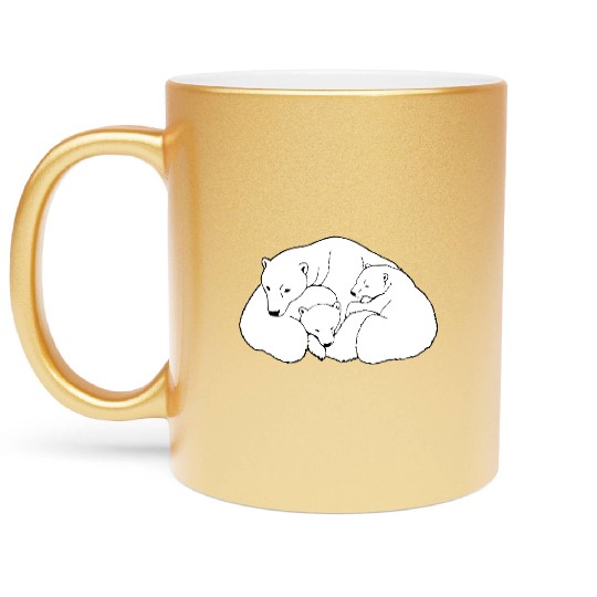 Polar Bear w. Cubs Twins Metallic Mugs