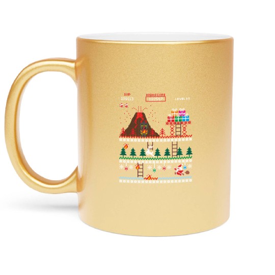 Santa vs Krampus: Merry 8-bit Christmas Metallic Mugs