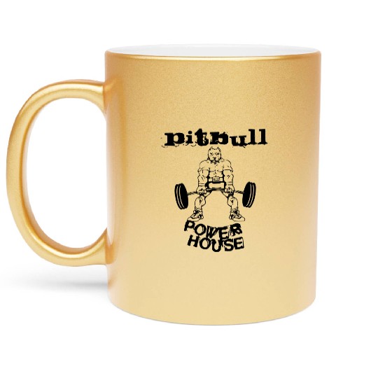Pitbull Powerhouse Bodybuilding Workout Gym Metallic Mugs