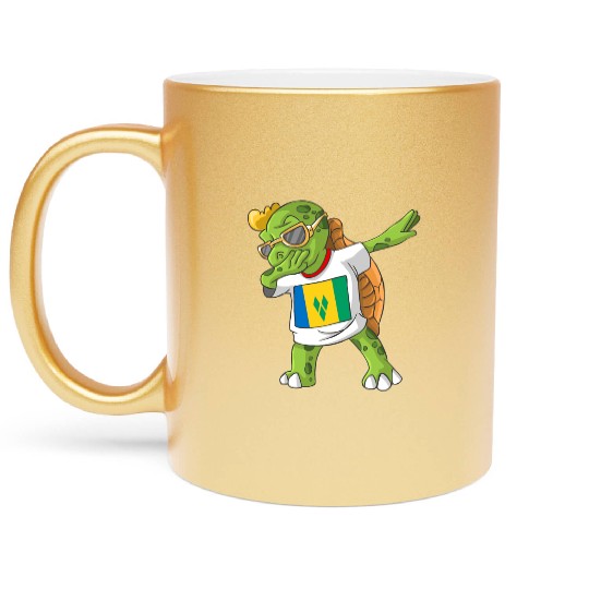 Saint Vincent and the Grenadines Dabbing Turtle Metallic Mugs