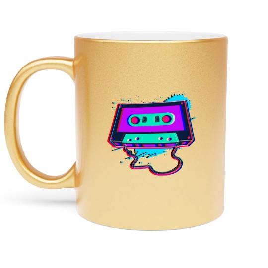 80s Music Cassette Tape : 3D, Neon, 80s songs Metallic Mugs