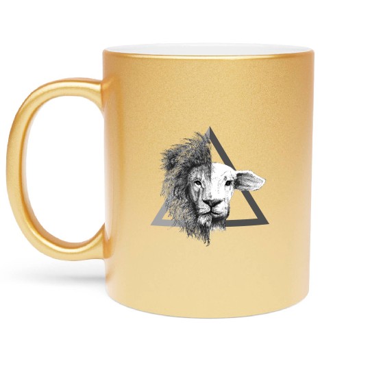 Christian,Bible Quote,Lion and Lamb Metallic Mugs