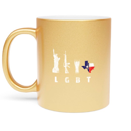 Liberty Guns Beers Texas Support LGBT Metallic Mugs