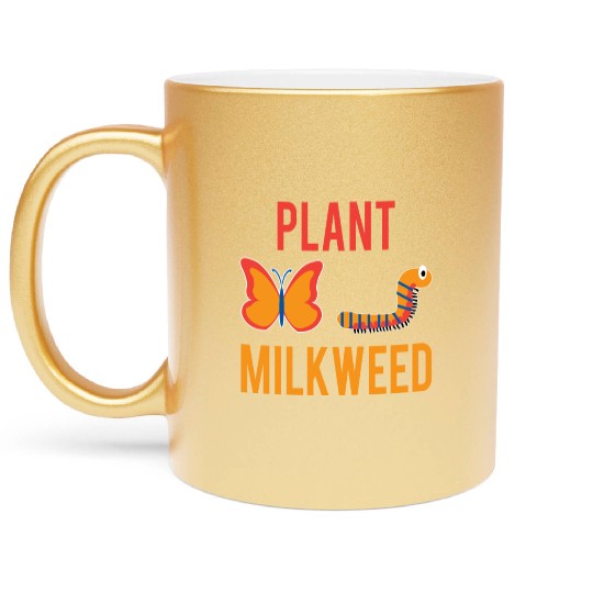 Women's Monarch Butterfly Plant Milkweed Caterpill Metallic Mugs