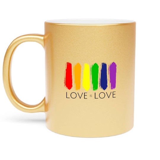 Love is Love Painting Rainbow LGBT Gay Pride Metallic Mugs