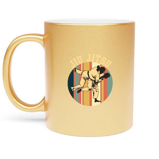 Jiu Jitsu Silhouette Bjj Brazilian Jiu Jitsu Retro Metallic Mugs