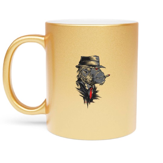 Gangster Monkey, Mafia Monkey, Monkey Business Metallic Mugs