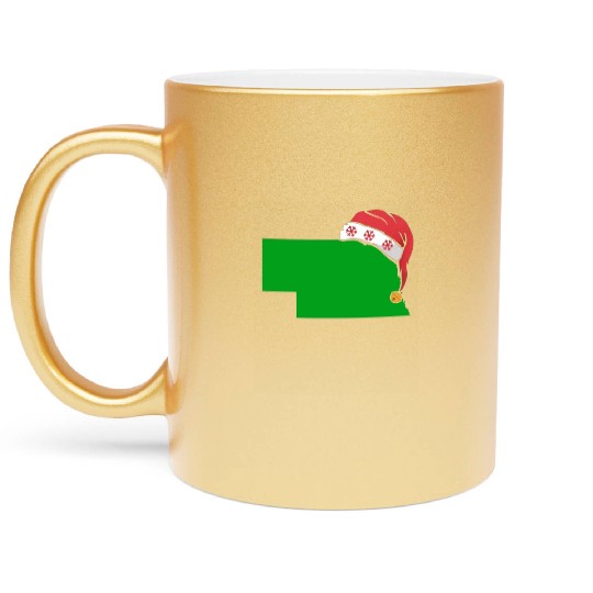 Nebraska Christmas Cute Christmas Gift Green US State Metallic Mugs