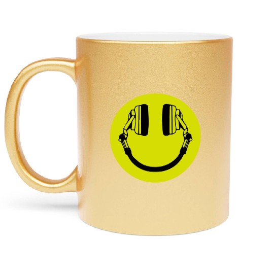Headphone Smiley Acid House Cans MUSIC RAVE WEED D Metallic Mugs