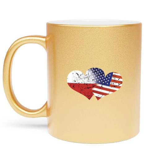 Poland Flag USA Flag Polish Independence Day Polish Flag American Flag Metallic Mugs