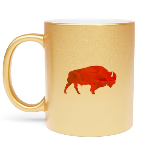 Raging Buffaloes Geometric Red I Love Buffalo Metallic Mugs