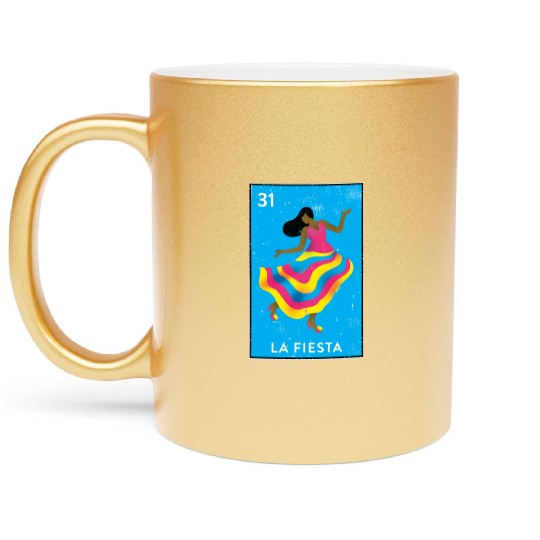 La Fiesta Mexican Loteria Bingo Card Metallic Mugs
