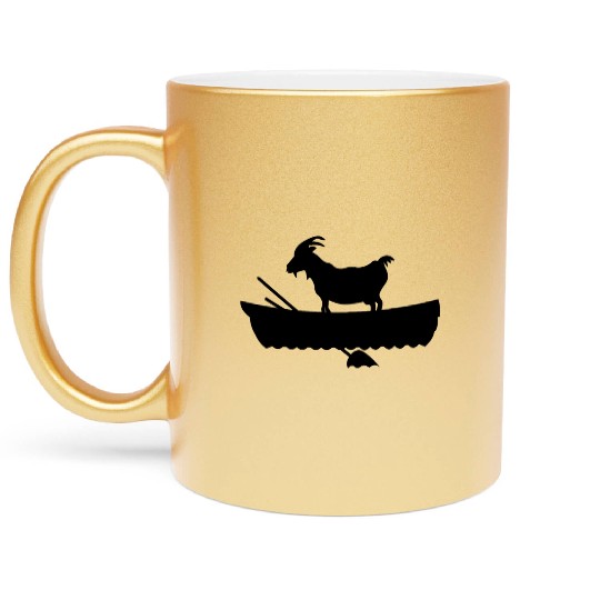goat in a boat Metallic Mugs
