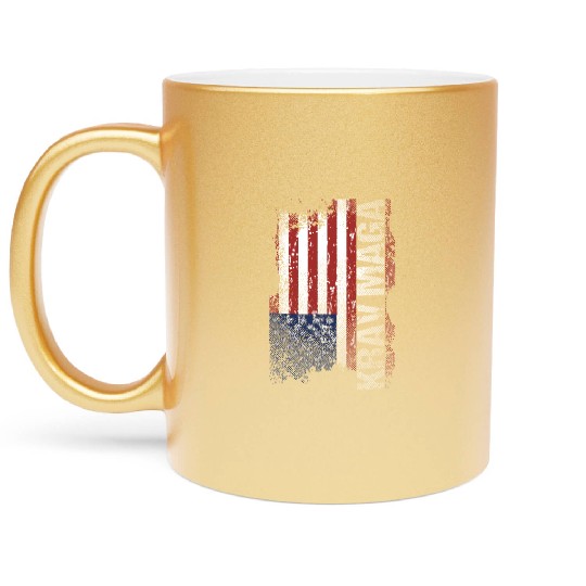 USA Flag Krav Maga Military Self Defense veteran t Metallic Mugs