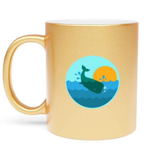 Whale Jump Sunrise Ocean Window - Gift Idea Metallic Mugs