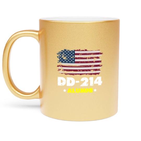 DD-214 Us Armed Forces Alumni American Flag Metallic Mugs