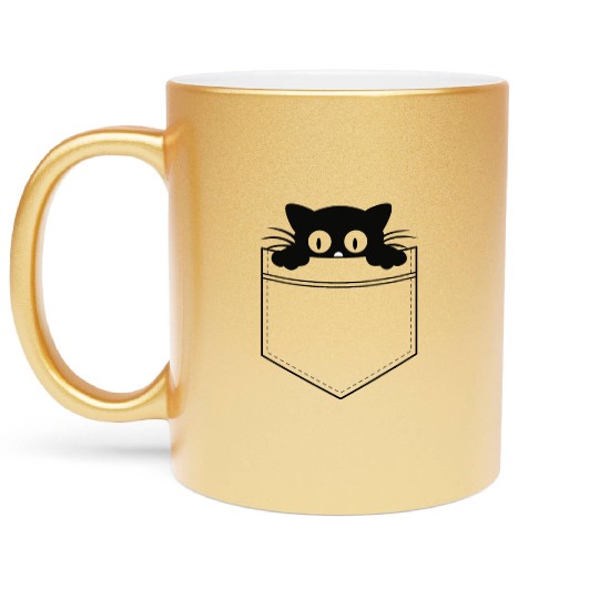 Cat in a pocket Metallic Mugs
