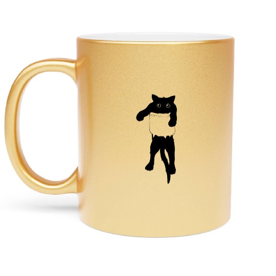 Cat in pocket Metallic Mugs