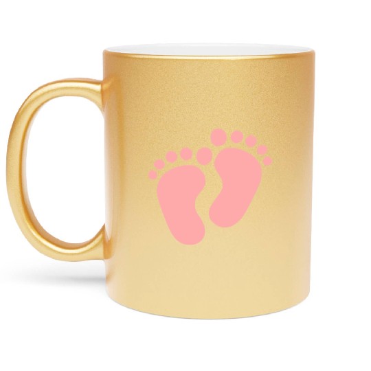 Baby Feet Pastel Pink Pregnancy Maternity Metallic Mugs