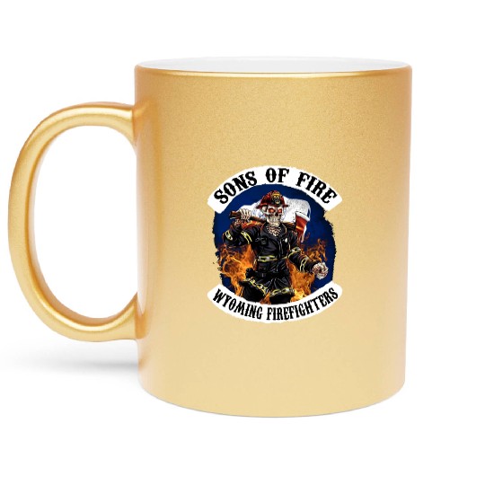 sons of fire wyoming firefighter Metallic Mugs