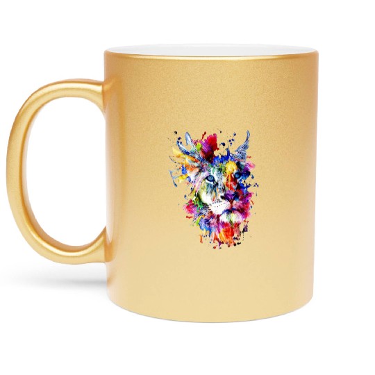 Colorful Lion Metallic Mugs Lion Face Metallic Mugs