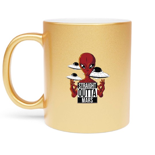 Alien straight outta Mars Metallic Mugs