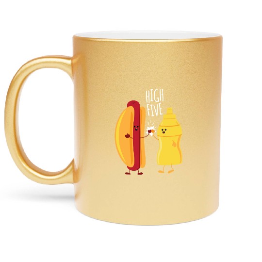 HOT DOG & MUSTARD HIGH FIVE Metallic Mugs