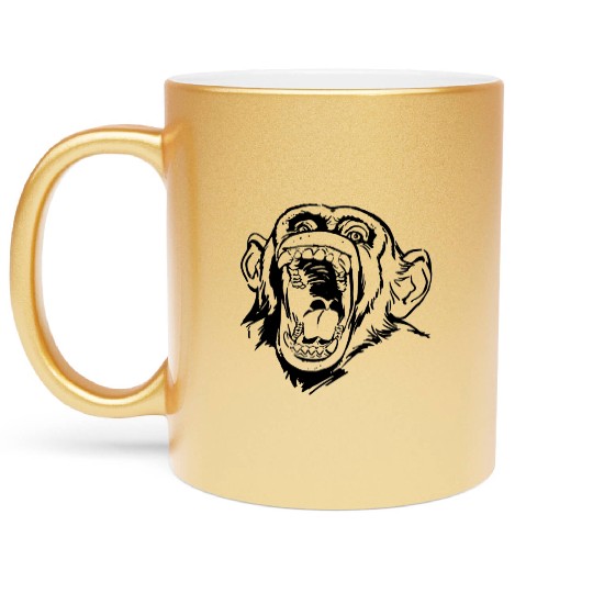 Angry monkey face Metallic Mugs