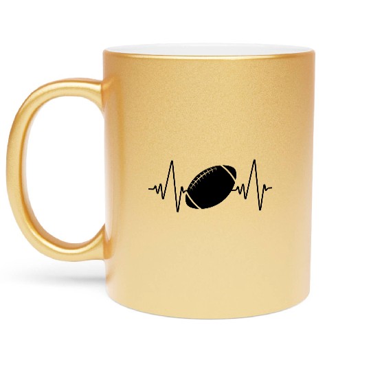 Heartbeat American Football | Black Metallic Mugs