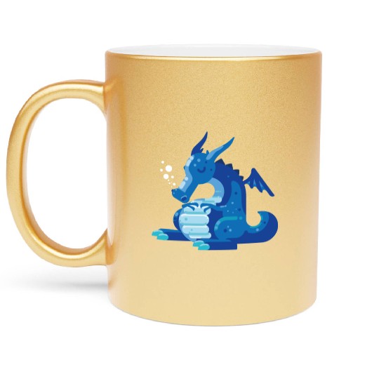 Dragon Wyvern Frost Ice Crystal Winter Fat Gift Metallic Mugs