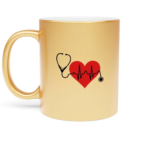 Stethoscope Heartbeat Heart Metallic Mugs