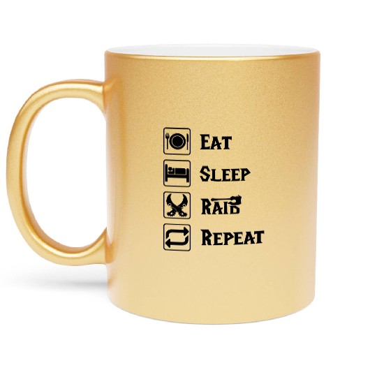 Eat sleep raid repeat world of warcraft present Metallic Mugs