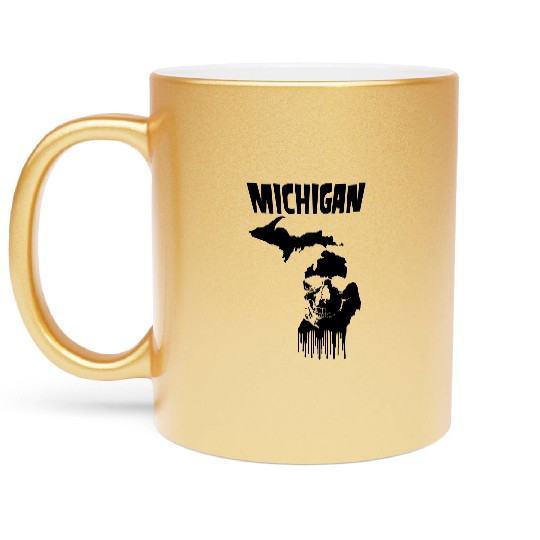 Michigan Punk Rock Skull Metallic Mugs